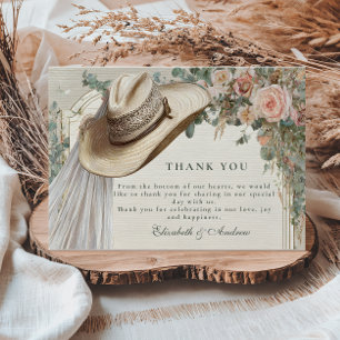 Tarjeta De Agradecimiento Rústica niña Gorra Boda de encaje