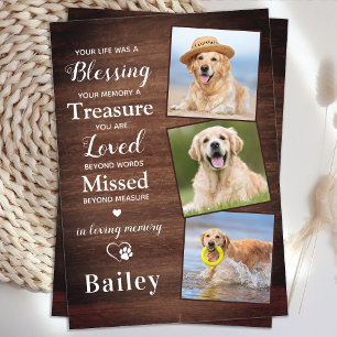 Tarjeta De Agradecimiento Rústica pérdida de Mascotas Personalizada 3 conmem