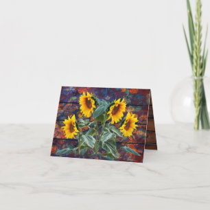 Tarjeta De Agradecimiento Rústicas hojas otoñales y girasoles