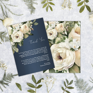 Tarjeta De Agradecimiento Rústico azul turco y Boda de Rosas Boho gracias