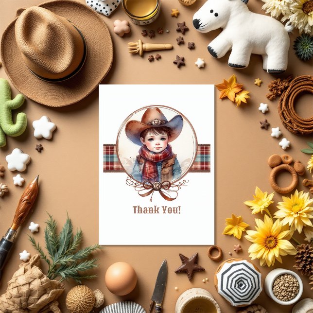Tarjeta De Agradecimiento Rústico Baby Shower de Cowboy Occidental (Rustic Western Cowboy Baby Shower Thank You Card)