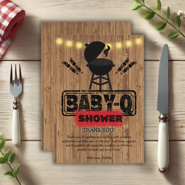Tarjeta De Agradecimiento Rústico BBQ-Baby Grill Baby Shower (Subido por el creador)