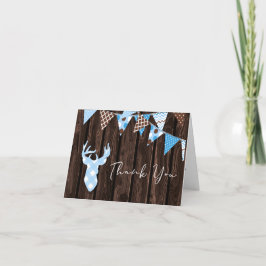Tarjeta De Agradecimiento Rústico Blue Plaid Deer Baby Shower Gracias
