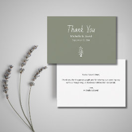 Tarjeta De Agradecimiento Rústico Boda Casual Verde Sage