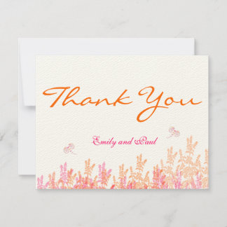 Tarjeta De Agradecimiento Rústico Boda de Abejas de Coral Rosa