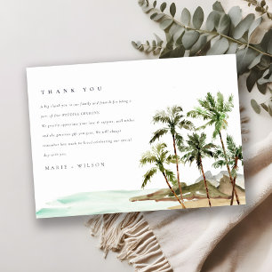 Tarjeta De Agradecimiento Rústico Boda de arena de palmeras tropicales