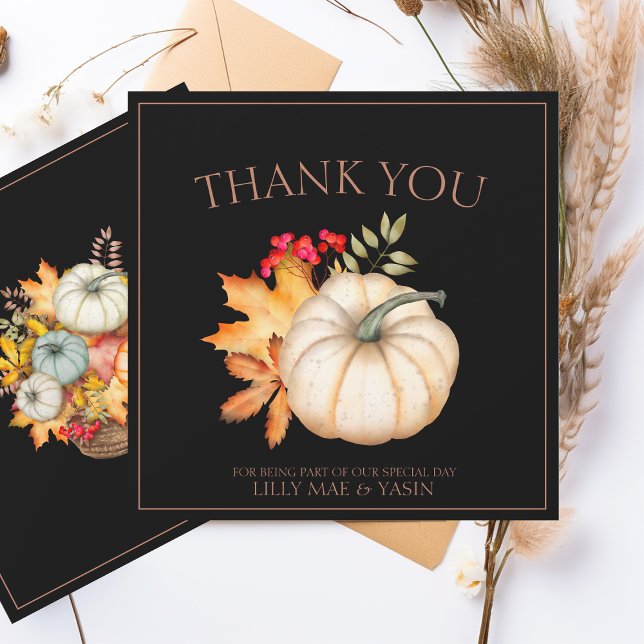 Tarjeta De Agradecimiento Rústico Boda de calabazas de otoño en otoño (Subido por el creador)