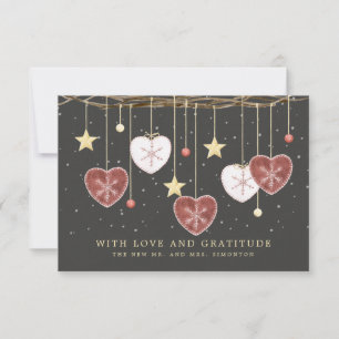 Tarjeta De Agradecimiento Rústico Boda de copos de nieve del corazón del paí