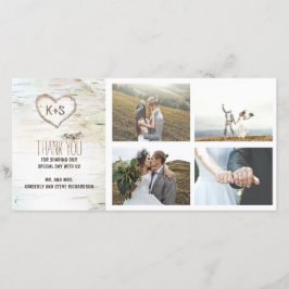 Tarjeta De Agradecimiento Rústico Boda de Corazón de Corazón de Pérdida de P