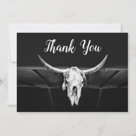 Tarjeta De Agradecimiento Rústico Boda De Cráneo De Toros Blancos Y Negros D