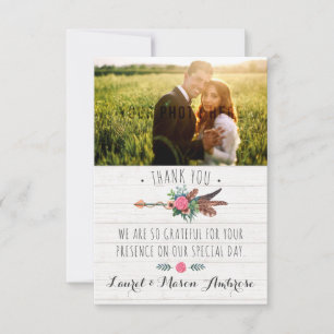 Tarjeta De Agradecimiento Rústico Boda de flecha bohemia gracias