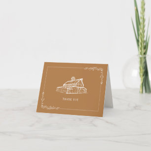 Tarjeta De Agradecimiento Rústico Boda de Granja de Barn Goldenrod