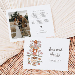 Tarjeta De Agradecimiento Rústico Boda de Terracota Bow & Blossom