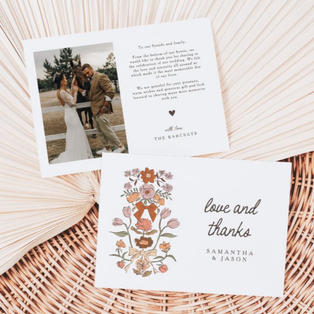Tarjeta De Agradecimiento Rústico Boda de Terracota Bow & Blossom (Subido por el creador)