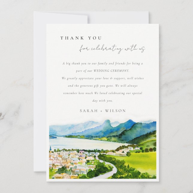 Tarjeta De Agradecimiento Rústico Boda paisajístico rural del lago rural (Anverso)