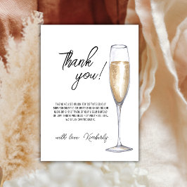 Tarjeta De Agradecimiento Rústico Boho Champagne Brunch Bubbly Baby Shower