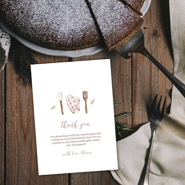 Tarjeta De Agradecimiento Rústico Boho Chef Kitchen Stube Baby Shower (Rustic Boho Chef Kitchen Stuff Baby Shower Thank You Card)
