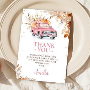 Tarjeta De Agradecimiento Rústico Camión de Calabaza Rosa