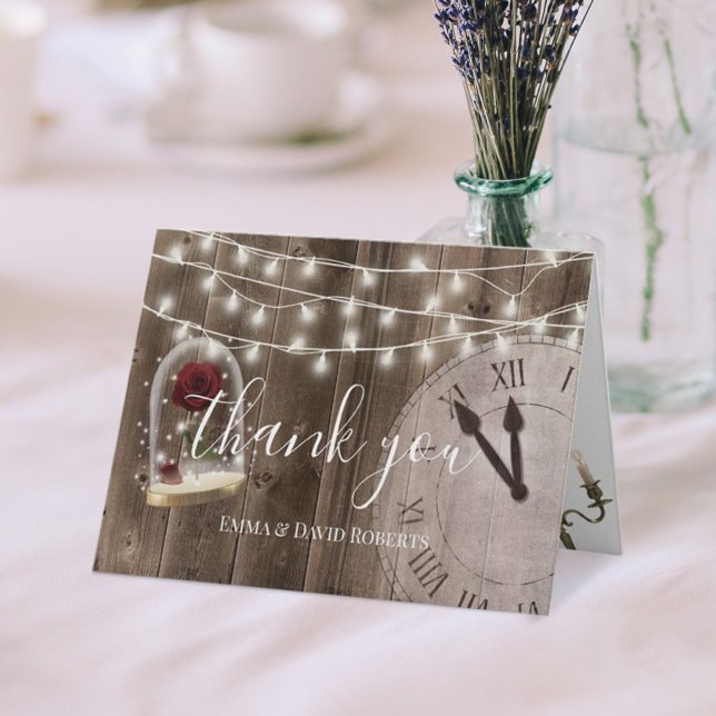 Tarjeta De Agradecimiento Rústico cuento de hadas Boda Barn Wood Gracias (Subido por el creador)