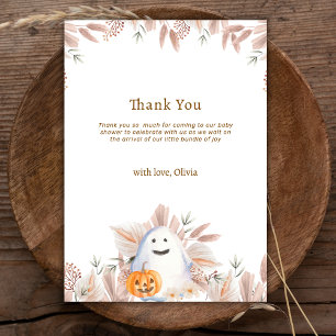 Tarjeta De Agradecimiento Rústico elegante pequeño Boo Boho Fantasma Baby Sh