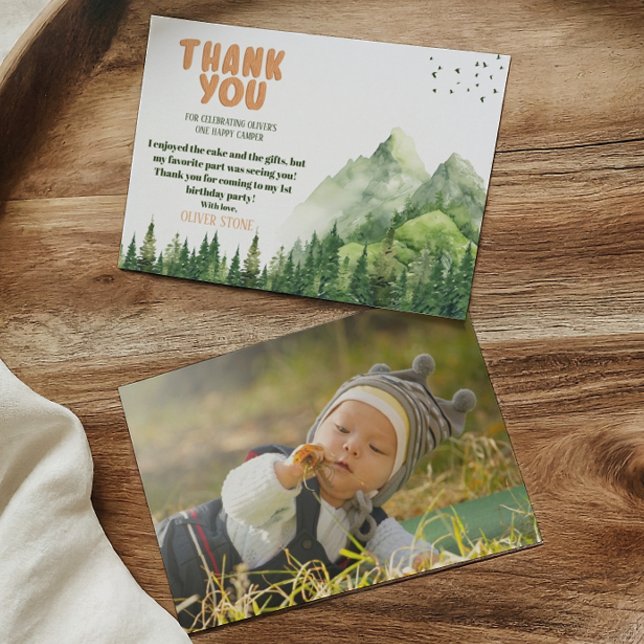 Tarjeta De Agradecimiento Rústico feliz primer camper foto de cumpleaños (Subido por el creador)