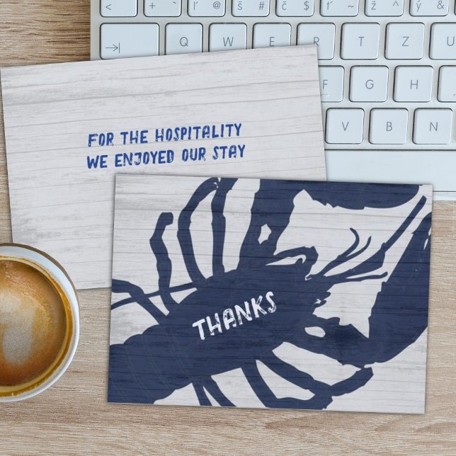Tarjeta De Agradecimiento Rústico Grano de Lobster Naval Azul Grano de Mader (Subido por el creador)