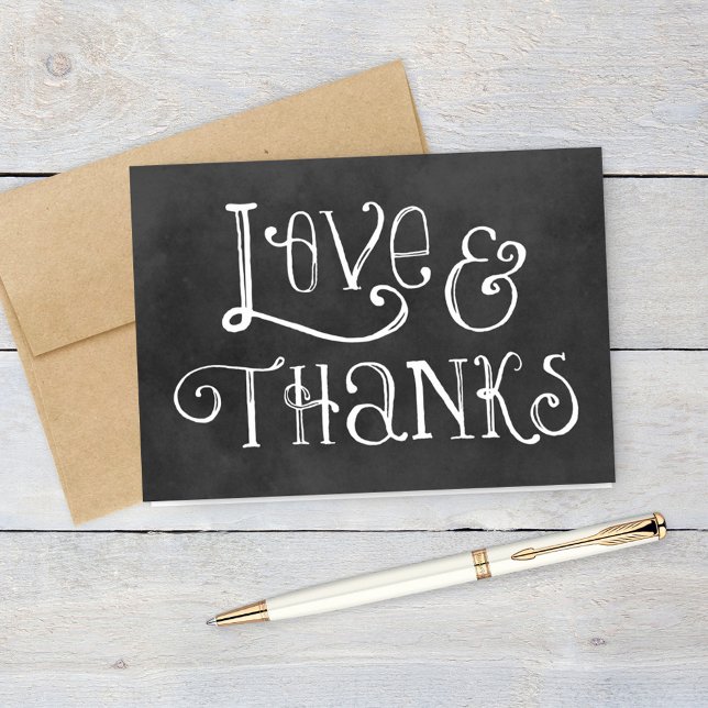 Tarjeta De Agradecimiento Rústico guión amor y gracias Boda de Chalkboard (Subido por el creador)