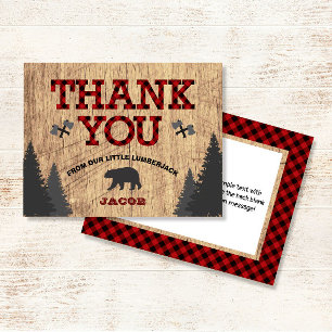 Tarjeta De Agradecimiento Rústico Lumberjack Buffalo Tapado Gracias