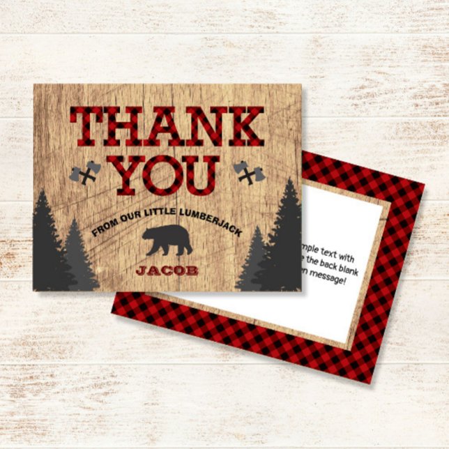 Tarjeta De Agradecimiento Rústico Lumberjack Buffalo Tapado Gracias (Subido por el creador)
