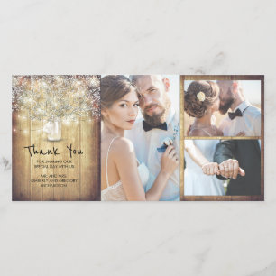 Tarjeta De Agradecimiento Rústico Mason Jar Boda de Respiración de Bebé grac