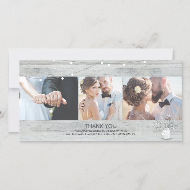 Tarjeta De Agradecimiento Rústico Mason Jar Boda de Respiración de Bebé grac (Anverso)