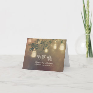 Tarjeta De Agradecimiento Rústico Mason Jar Lights Brands Boda Gracias