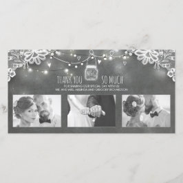 Tarjeta De Agradecimiento Rústico Mason Jar Lights Lace Boda Gracias