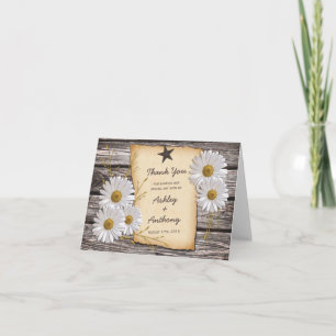 Tarjeta De Agradecimiento Rústico País Daisy Floral Boda Gracias