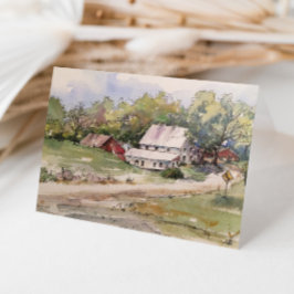 Tarjeta De Agradecimiento Rústico paisaje de acuarela rural rural rural