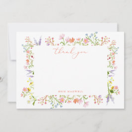 Tarjeta De Agradecimiento Rústico Pastel de marco de flores silvestres Ducha