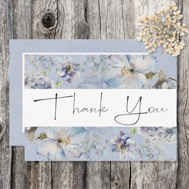 Tarjeta De Agradecimiento Rústico Romántico Boda Floral Azul y Blanco (Subido por el creador)