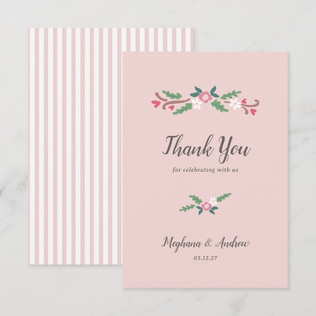 Tarjeta De Agradecimiento Rústico Romántico Floral (Anverso / Reverso)