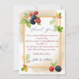 Tarjeta De Agradecimiento Rústico romántico otoño Boda de Berry de vuelta