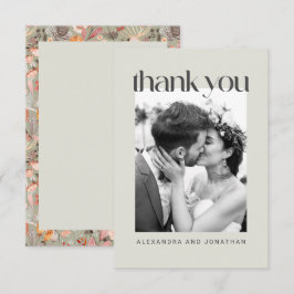 Tarjeta De Agradecimiento Rústico Sage Taupe Floral Boho Foto Boda