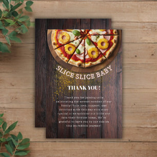 Tarjeta De Agradecimiento Rústico Slice Pizza Baby Shower