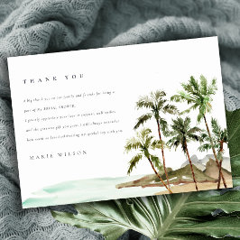 Tarjeta De Agradecimiento Rústico Tropical Palm Trees Beach Bridal Shower