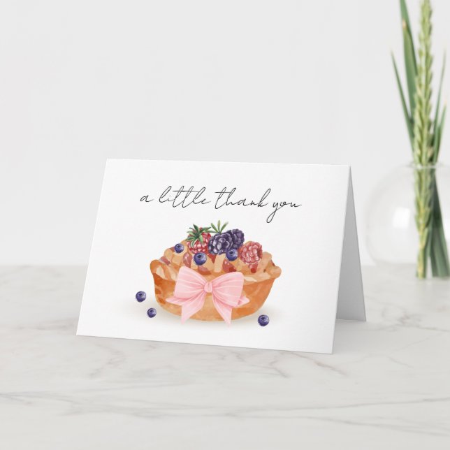 Tarjeta De Agradecimiento Rústico Un Pequeño Cutie Pie Berry Bow Baby Shower (Anverso)