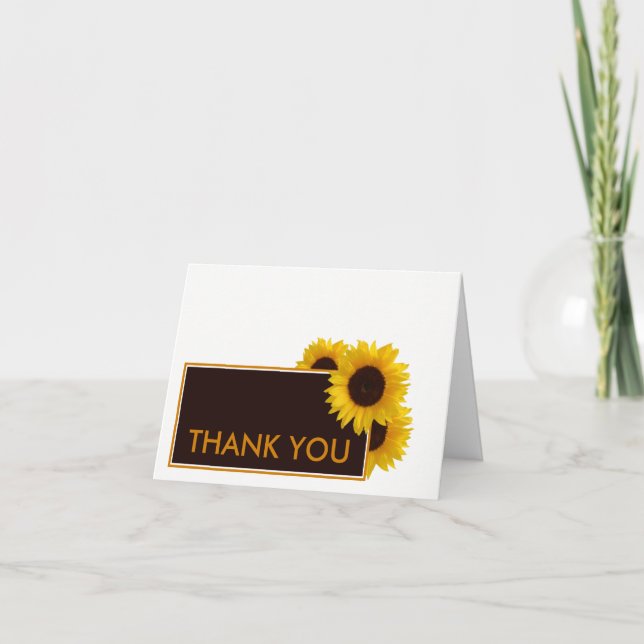 Tarjeta De Agradecimiento Rústicos girasoles rurales - Boda (Anverso)