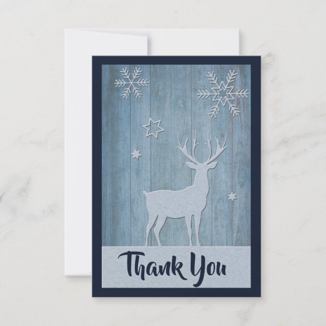 Tarjeta De Agradecimiento Rústicos Navidades del país de los renos azules gr (Anverso)