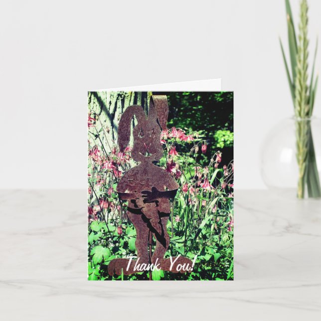 Tarjeta de agradecimiento Rusty Rabbit Flower Gard (Anverso)