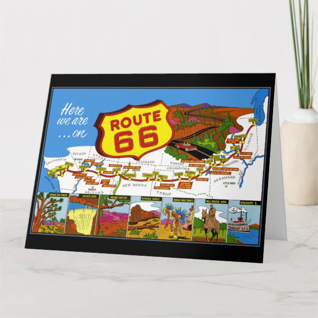 Tarjeta De Agradecimiento Ruta 66 de Los Ángeles a Chicago (Anverso)