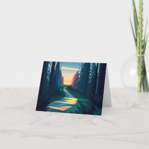 Tarjeta De Agradecimiento Ruta boscosa abstracta