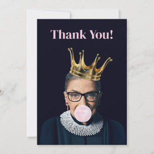 Tarjeta De Agradecimiento Ruth Ginsburg corona rosa chicle