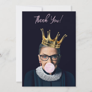 Tarjeta De Agradecimiento Ruth Ginsburg corona rosa chicle